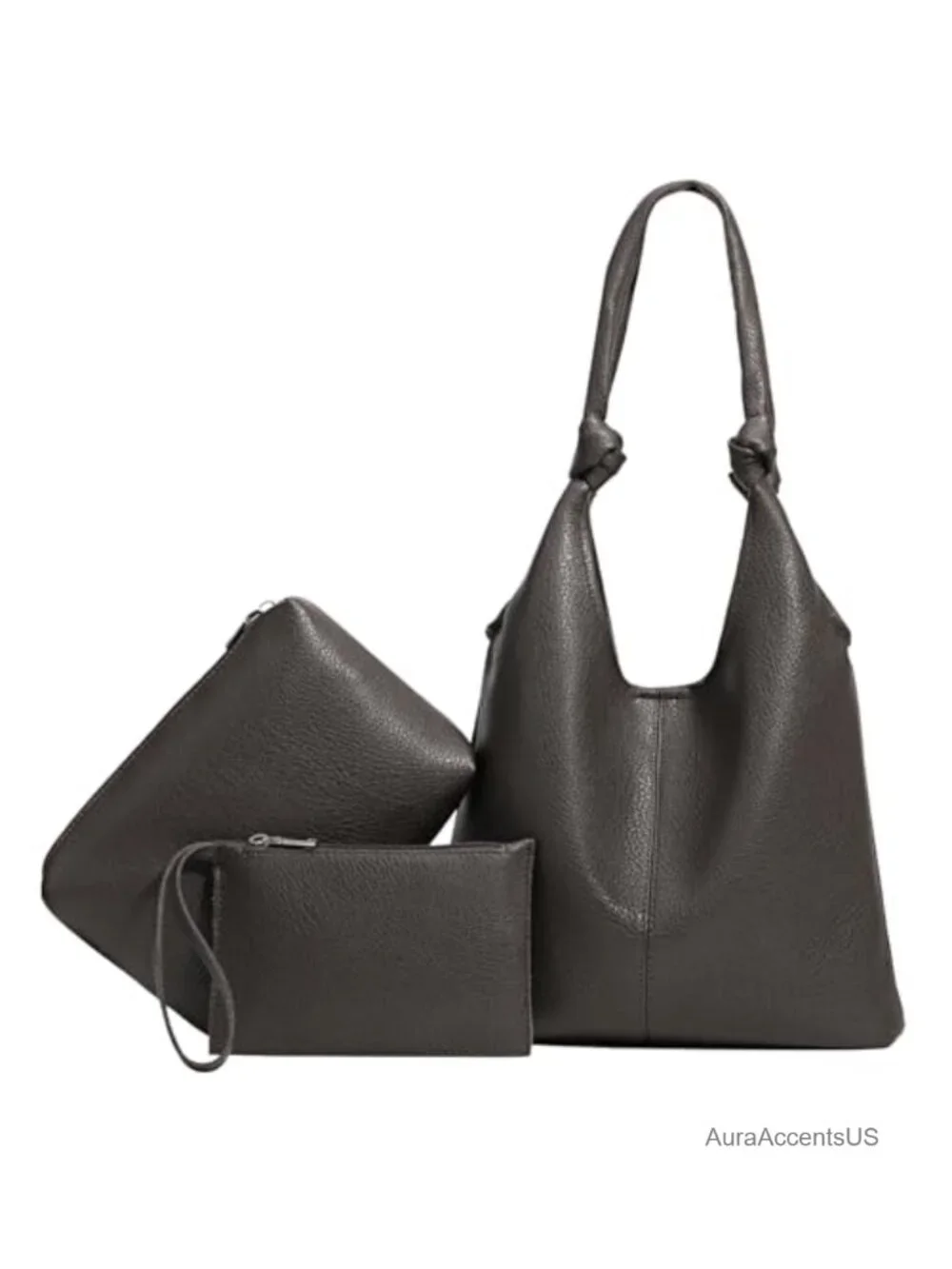 Vegan Leather Hobo Purse Set with Clutch for Women